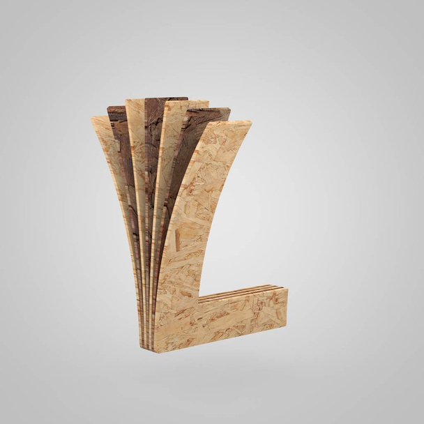 3D dřevěné písmeno L velká písmena. 3D vykreslování dřevotřísky písmo. - Fotografie, Obrázek