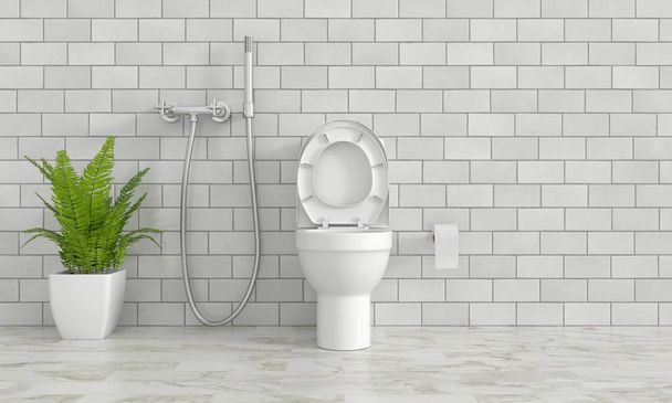 toilet and ornamental plants, 3D rendering - Φωτογραφία, εικόνα