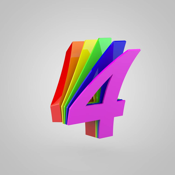 3D number 4. Pride colors concept alphabet. - Photo, Image