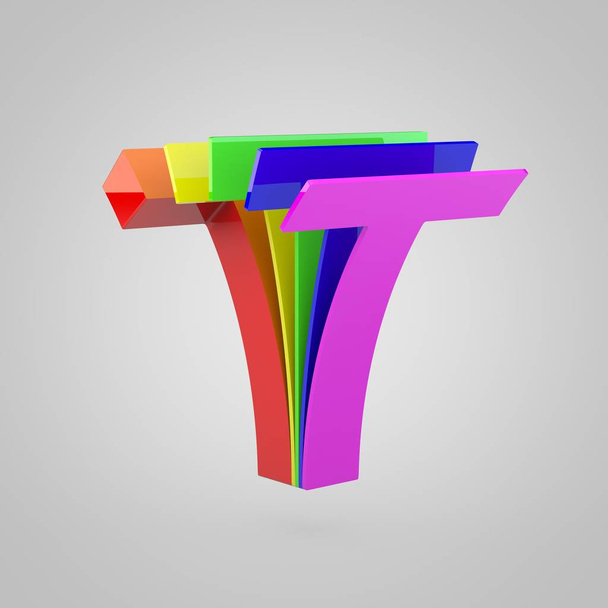 3D Letter T uppercase. Pride colors concept alphabet. - Photo, Image