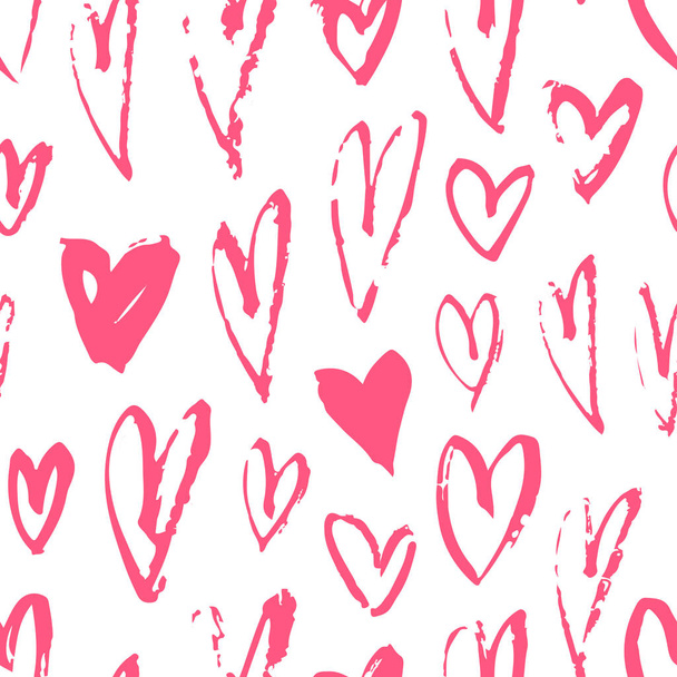 hand drawn grunge seamless pattern. Romantic background. Abstract doodle drawing. Vector art illustration hearts - Vector - ベクター画像