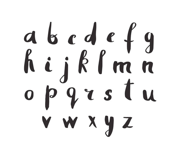 Lettering alphabet. Hand made ink font. Hand drawn Letters written with a brush. Trendy hipster vector illustration - Vector - Vetor, Imagem