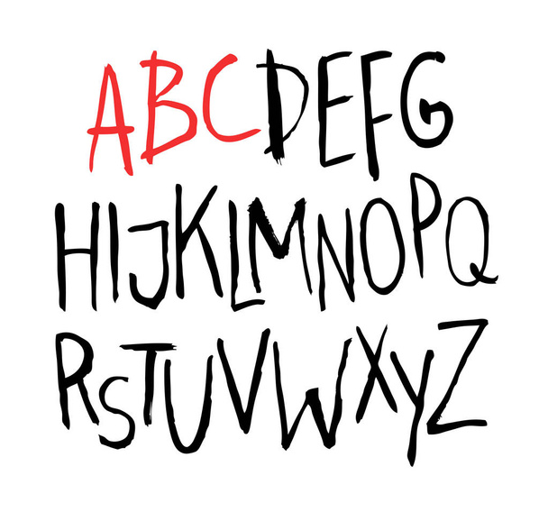 Lettering alphabet. Hand made ink font. . Trendy hipster vector illustration - Vector - Vector, afbeelding