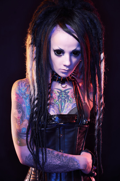 Beautiful demon girl with black eyes - Foto, immagini