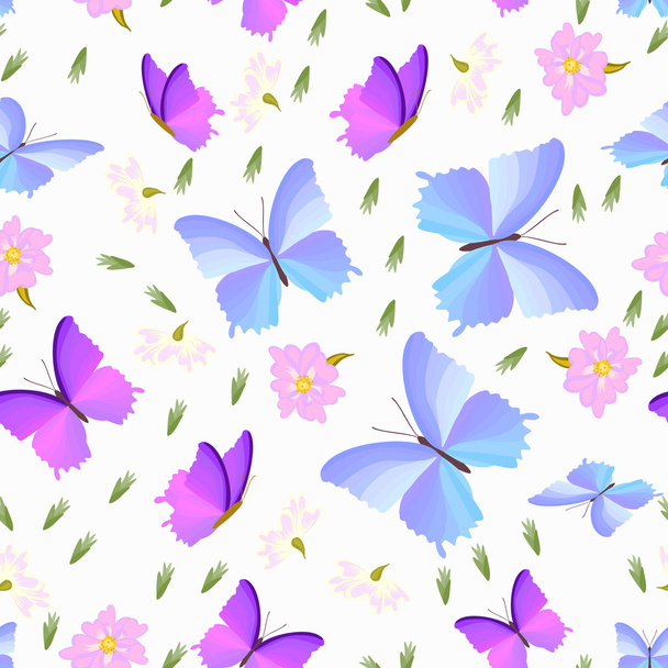 Бабочка с цветами - бесшовный узор
 - Вектор,изображение