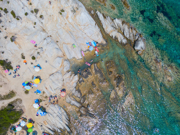 Αεροφωτογραφία της πανέμορφης παραλίας στη Σιτωνία Χαλκιδικής - Φωτογραφία, εικόνα