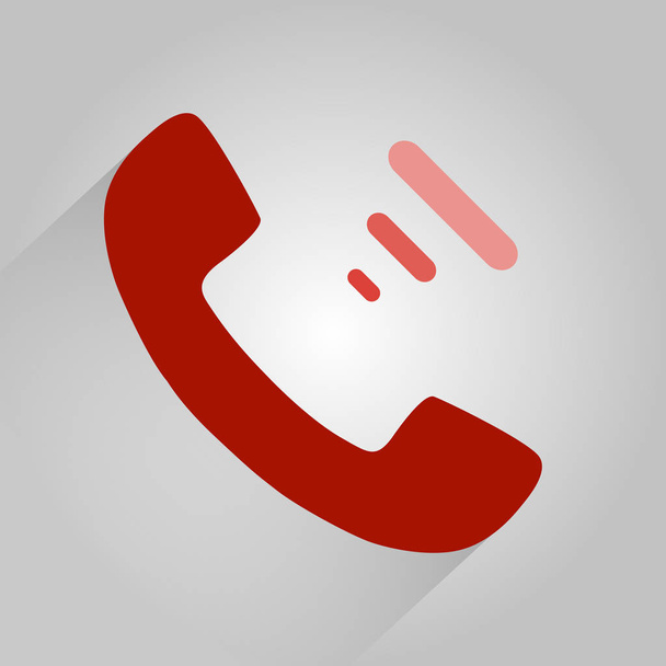 Εικονίδιο επίπεδου κόκκινου τηλεφώνου σε γκρίζο φόντο με σκιά EPS 10 - Διάνυσμα, εικόνα