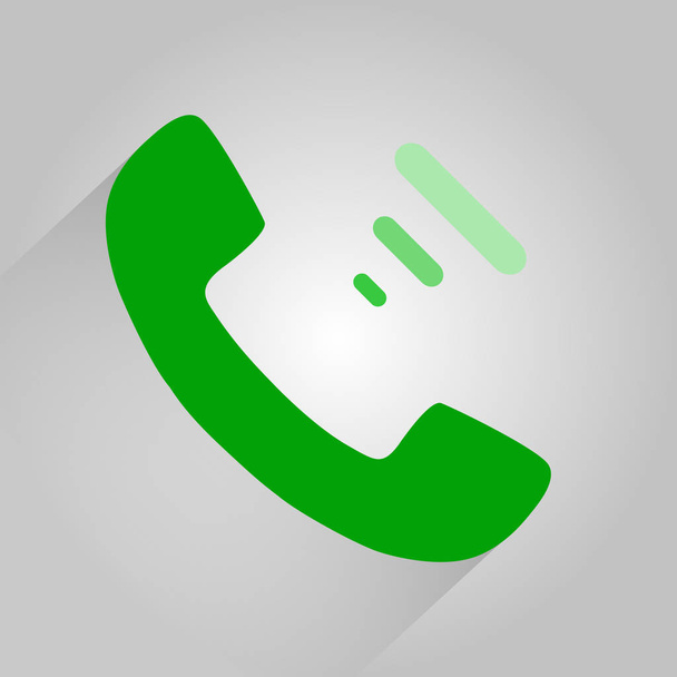 Εικονίδιο επίπεδου πράσινου τηλεφώνου σε γκρι φόντο με σκιά EPS 10 - Διάνυσμα, εικόνα