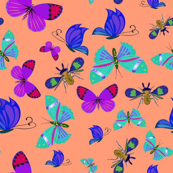 Schmetterling - nahtloses Muster - Vektor, Bild