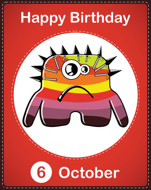Happy birthday card with cute cartoon monster - Vecteur, image
