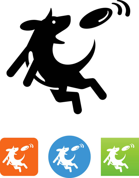 Dog catching a frisbee vector icon - ベクター画像