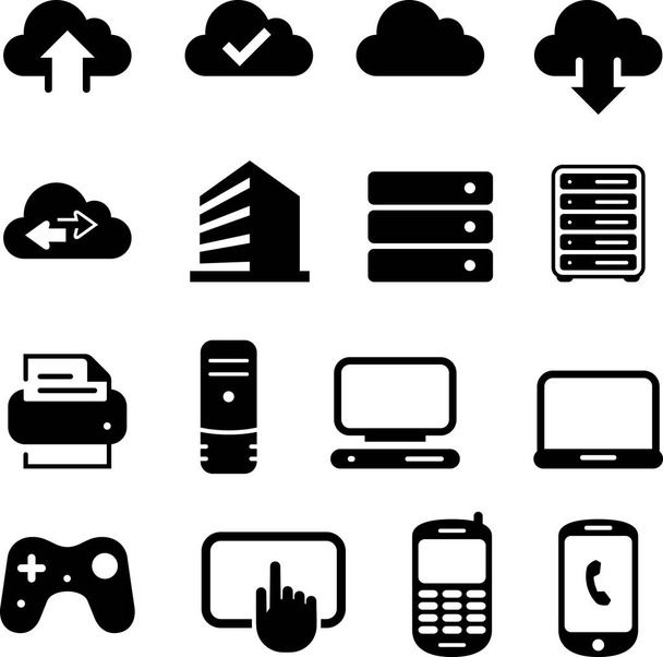 Gegevens wolk, computers en input apparaten vector icons - Vector, afbeelding