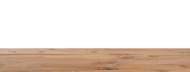 Empty wooden table on white background. Mockup for design - Φωτογραφία, εικόνα