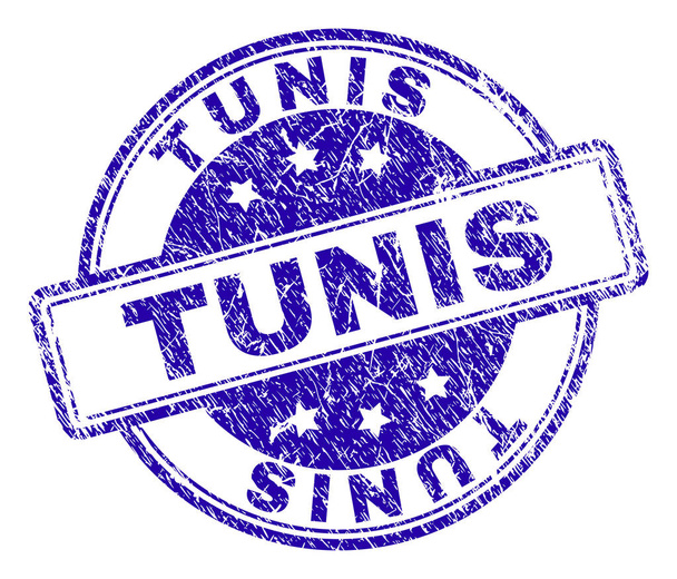 Scratched Textured TUNIS Stamp Seal - Vector, Image