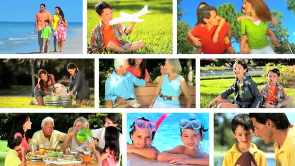 Montagem de gerações familiares caucasianas ao ar livre Estilo de vida
 - Filmagem, Vídeo