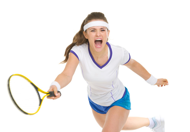Raging tennis player hitting ball - Foto, Bild