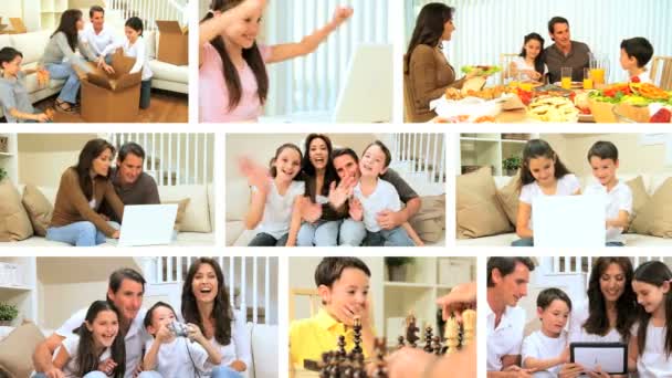 σύγχρονο τρόπο ζωής μοντάζ του νεαρή οικογένεια καυκάσιος - Πλάνα, βίντεο