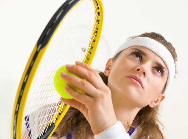 Portrait of tennis player ready to serve - Photo, Image