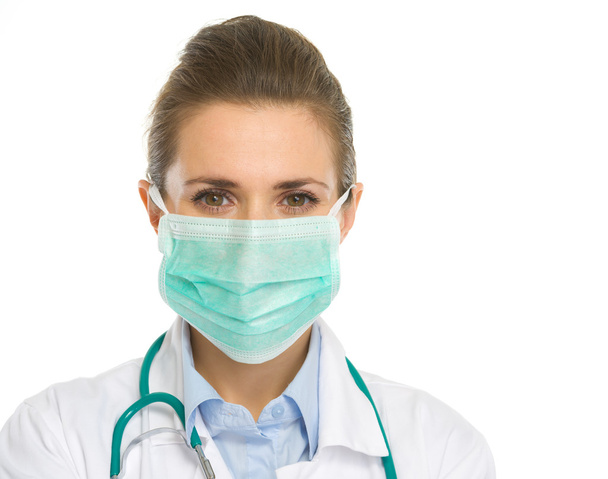 Portrait of medical doctor woman in mask - Foto, Imagen