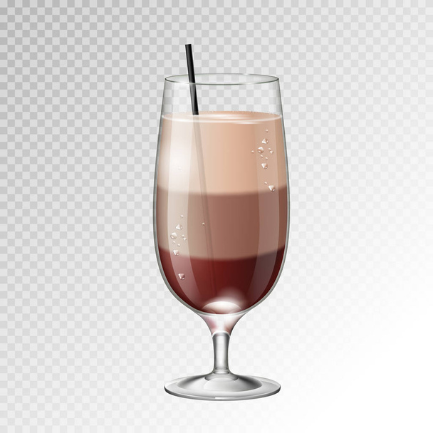 Realistic cocktail irish coffee glass vector illustration on transparent background - Vector, Image