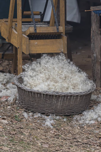 processing of wool carding - Photo, Image