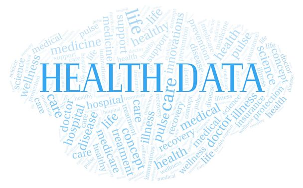 Health Data word cloud. Wordcloud made with text only. - Photo, Image