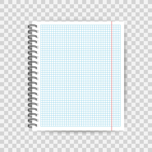Blank lined paper template, one page, Notebook end Exercise book. Vector illustration. - Vector, Image