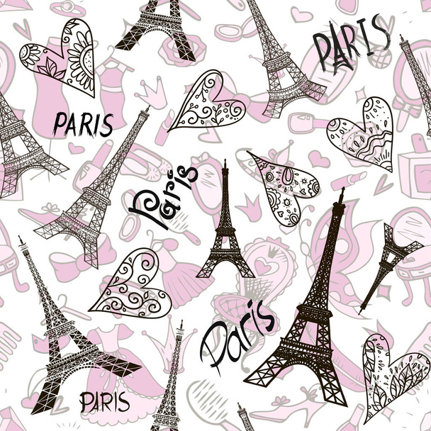 Paris Tower Seamless Pattern - Вектор,изображение