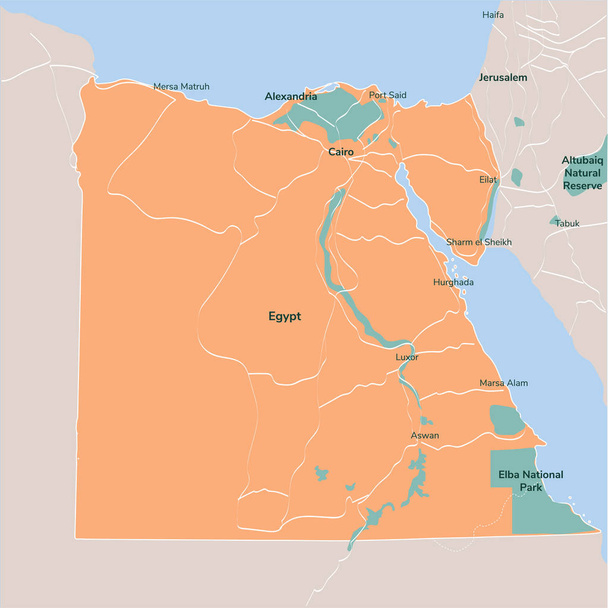 Vector χάρτη Αιγύπτου. Απομονωμένη διανυσματικά εικονογράφηση. Μαύρο σε άσπρο φόντο. Εικονογράφηση EPS 10. - Διάνυσμα, εικόνα