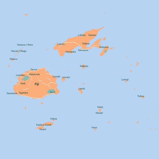 Vector map Fiji. Isolated vector Illustration. Black on White background. EPS 10 Illustration. - Vector, Image