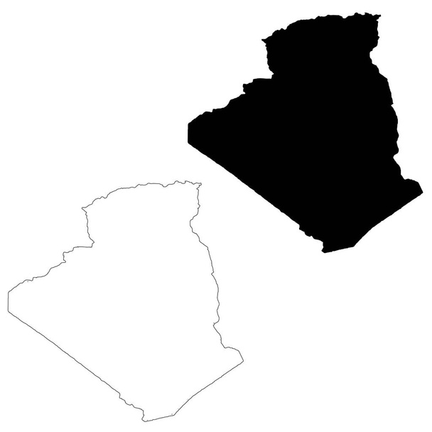 Vektorkarte Algerien. isolierte Vektorillustration. schwarz auf weißem Hintergrund. Folge 10 Abbildung. - Vektor, Bild