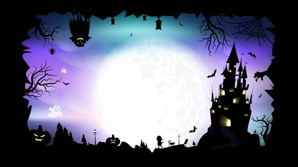 Halloween, cartaz, silhueta fantasia abstrato fundo vetor ilustração
 - Vetor, Imagem