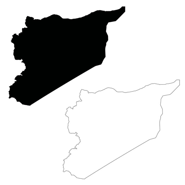 Вектор карта Сирії. Ізольована Векторні ілюстрації. Чорний на білому тлі. EPS 10 ілюстрація. - Вектор, зображення