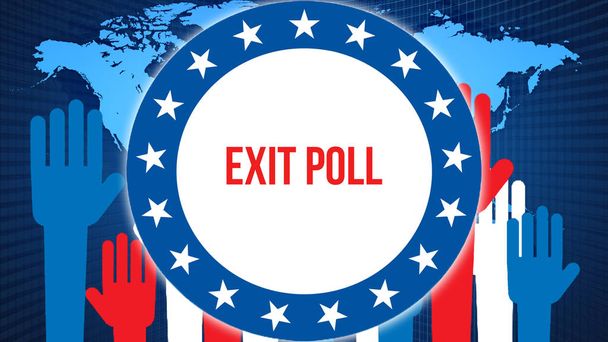Exit poll választás a világ háttér, 3d-leképezést. Világtérképet ország politikai háttér fogalom. Szavazás, szabadság, demokrácia, Exit poll koncepció. Exit poll és elnökválasztás banner klara - Fotó, kép