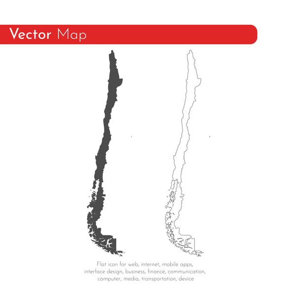 Vektorkarte Chile. isolierte Vektorillustration. schwarz auf weißem Hintergrund. Folge 10 Abbildung. - Vektor, Bild