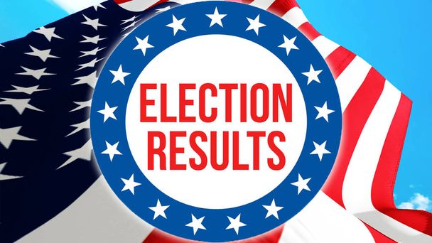 アメリカの背景、3 d レンダリングで選挙結果の選挙。アメリカ合衆国の旗風になびかせて。投票、自由民主主義、選挙結果、コンセプトです。私たちの大統領選挙バナー背景があります。 - 写真・画像