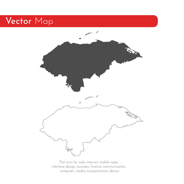 Вектор карта Гондурасу. Ізольована Векторні ілюстрації. Чорний на білому тлі. EPS 10 ілюстрація. - Вектор, зображення
