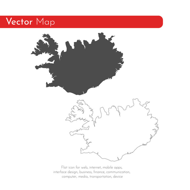 Vektorkarte Island. isolierte Vektorillustration. schwarz auf weißem Hintergrund. Folge 10 Abbildung. - Vektor, Bild