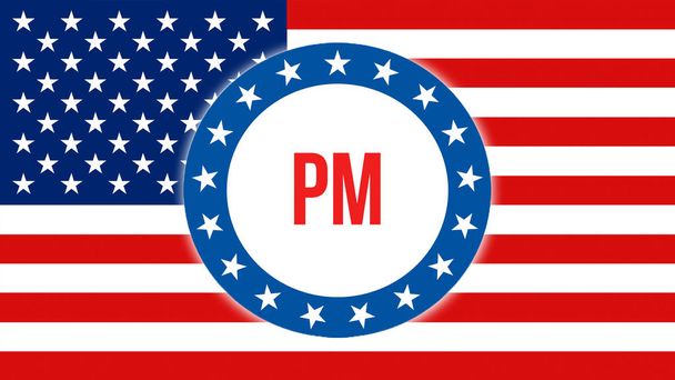PM election on a USA background, 3D rendering. United States of America flag waving in the wind. Voting, Freedom Democracy, PM concept. US Presidential election banner backgroun - Photo, Image