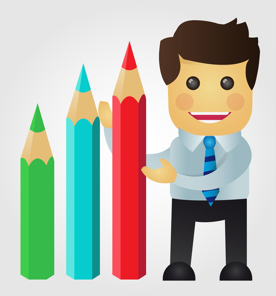 business man presenting a statistics with pencils - Vector, Image