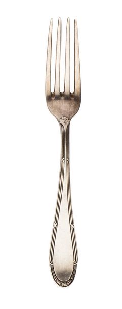 Retro silver fork isolated on white background - Photo, Image