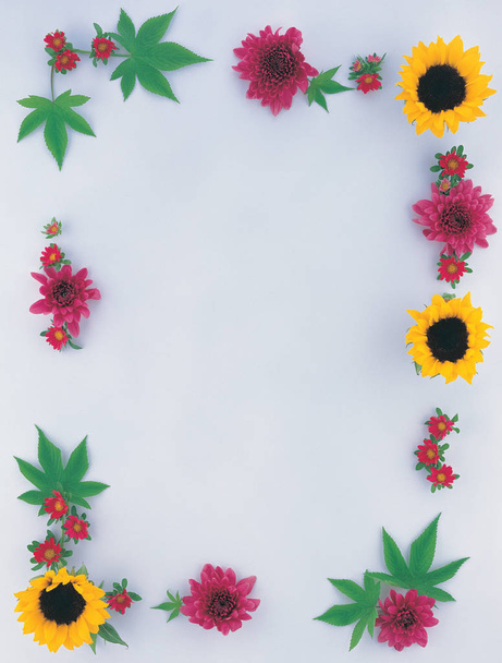 Frame of Flowers and Leaves - Photo, image
