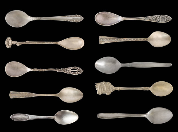 Vintage Tea Spoons isolated on a white background. Rustic style. Silverware. - Photo, Image