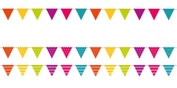 banderas de fiesta estampadas coloridas aisladas sobre fondo blanco
 - Vector, Imagen