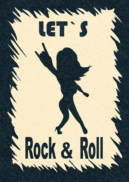 Let s rock and roll, illustration showing the silhouette of the fan. - Вектор,изображение