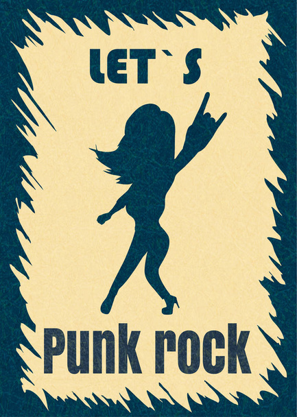 Let s punk rock, illustration showing the silhouette of the fan. - Vetor, Imagem