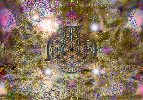 Abstract spiritual background with sacred geometry - Photo, Image