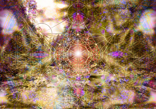 Abstract spiritual background with sacred geometry - Photo, Image