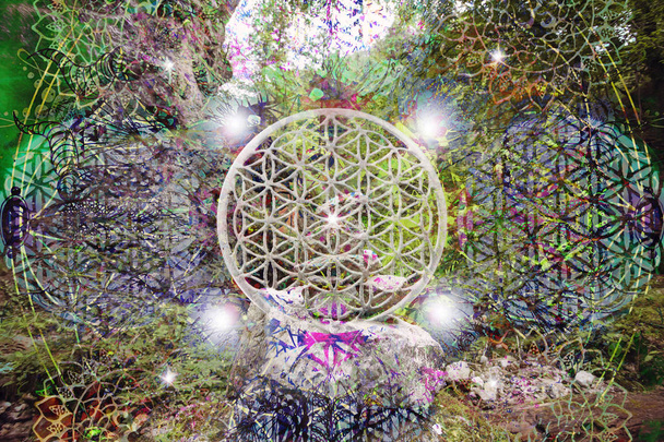 Fondo espiritual abstracto con geometría sagrada
 - Foto, imagen