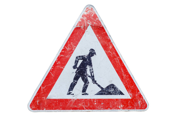 Régi jel közúti munka - Fotó, kép